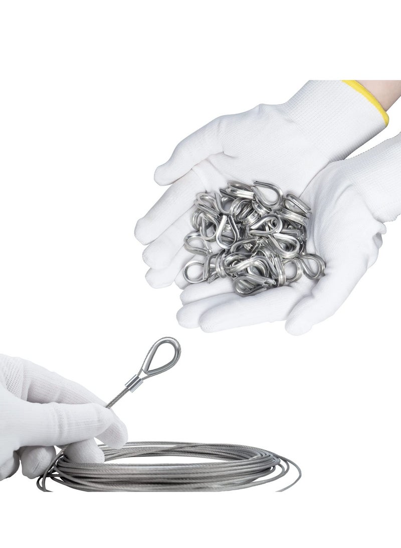 SYOSI M3 Stainless Steel Wire Rope Thimbles, 50PCS M3 Stainless Steel Wire Rope Cable Clip Clamp, Aluminum Crimping Loop Sleeve for 1/8 Inch Wire Rope Cable - Image 2