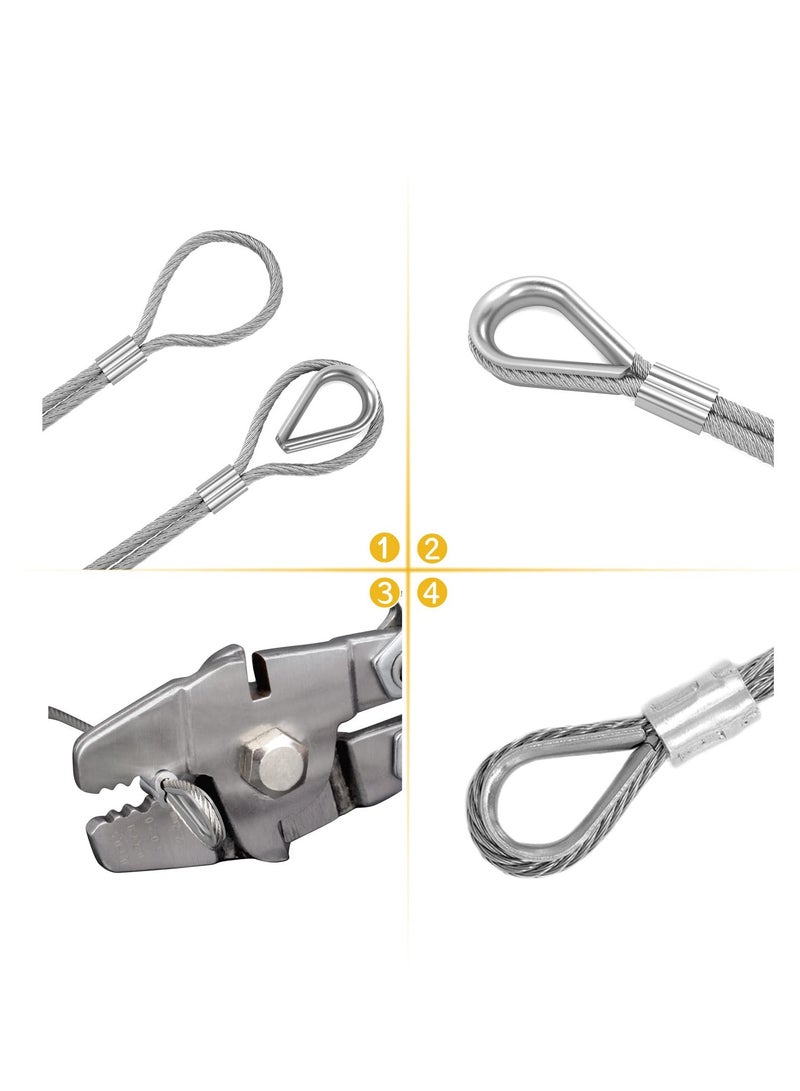 SYOSI M3 Stainless Steel Wire Rope Thimbles, 50PCS M3 Stainless Steel Wire Rope Cable Clip Clamp, Aluminum Crimping Loop Sleeve for 1/8 Inch Wire Rope Cable - Image 4