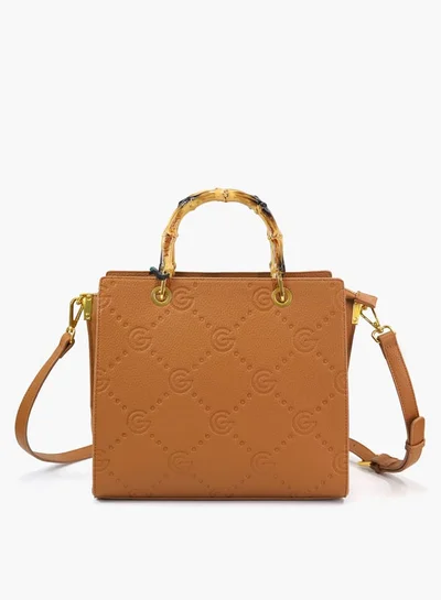 Gabriella Gucci Gabriella Gucci Monogram Embossed Tote Bag with Top Handle and Zip Closure