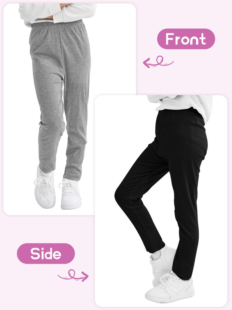 Resinta 6 Pack Girls Cotton Leggings Kids Pull On Leggings Elastic Waistband Stretchy Full Length Footless Soft Tights Pants - Image 5