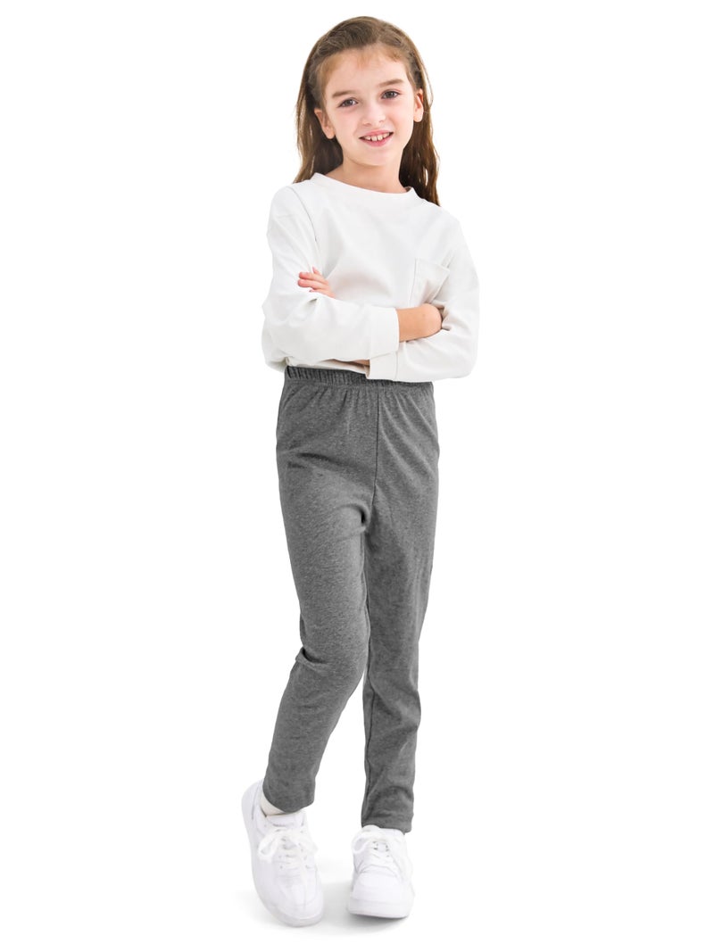 Resinta 6 Pack Girls Cotton Leggings Kids Pull On Leggings Elastic Waistband Stretchy Full Length Footless Soft Tights Pants - Image 2