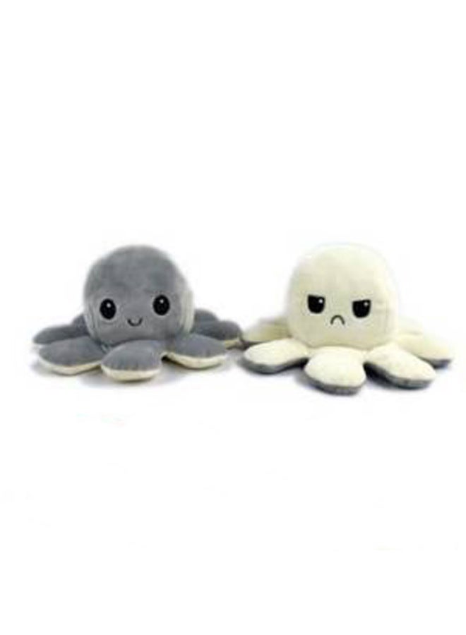 Angry Expression Octopus Doll Double Sided Flip Change Face Plush Toy Children's Eight Armed Fish Crystal Ultra Soft PP Cotton Filling-Specifications:gray-white-Color:40cm  - Image 1
