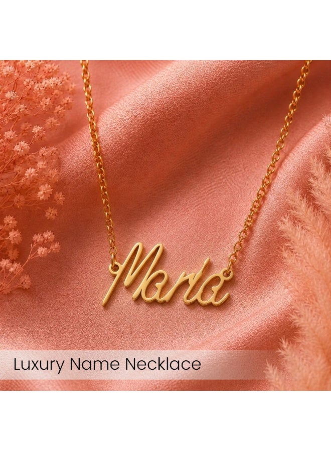 NENOUSH Kids Name Necklace | English Letter Pendant Chain 35cm | Gold Tone Jewelry | Birthday Party Gift for Girls | Daily Wear Fashion Jewelry for Special Occasions - Image 2