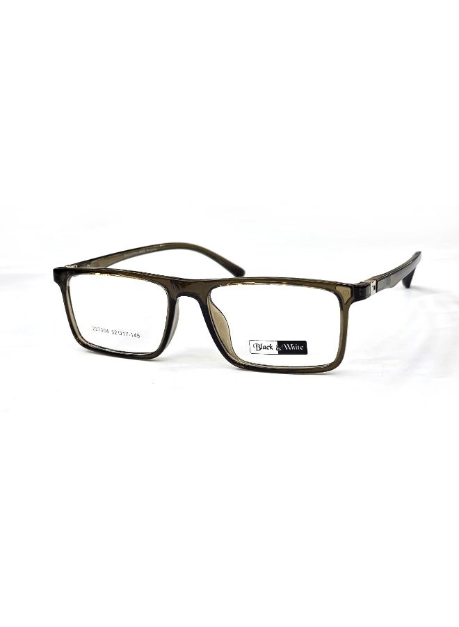 Stylish Men’s optical glasses featuring a full rectangular design in transparent brown, blending simplicity with elegance. Crafted from high-quality TR material for superior flexibility and lightweight comfort, with a 180° spring hinge that ensures durability and a perfect fit for everyday wear. Ideal for daily use, compatible with prescription lenses or blue light blocking lenses for added eye protection.