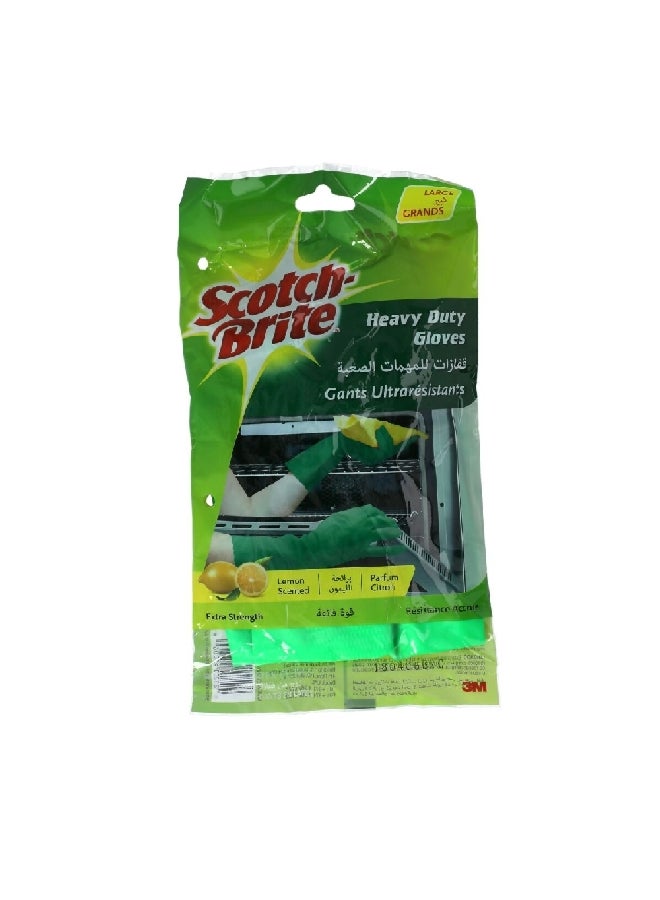 Scotch  Lemon Scented Extra Strength Heavy-Duty Latex Gloves Green Large XN001002924  - Image 1