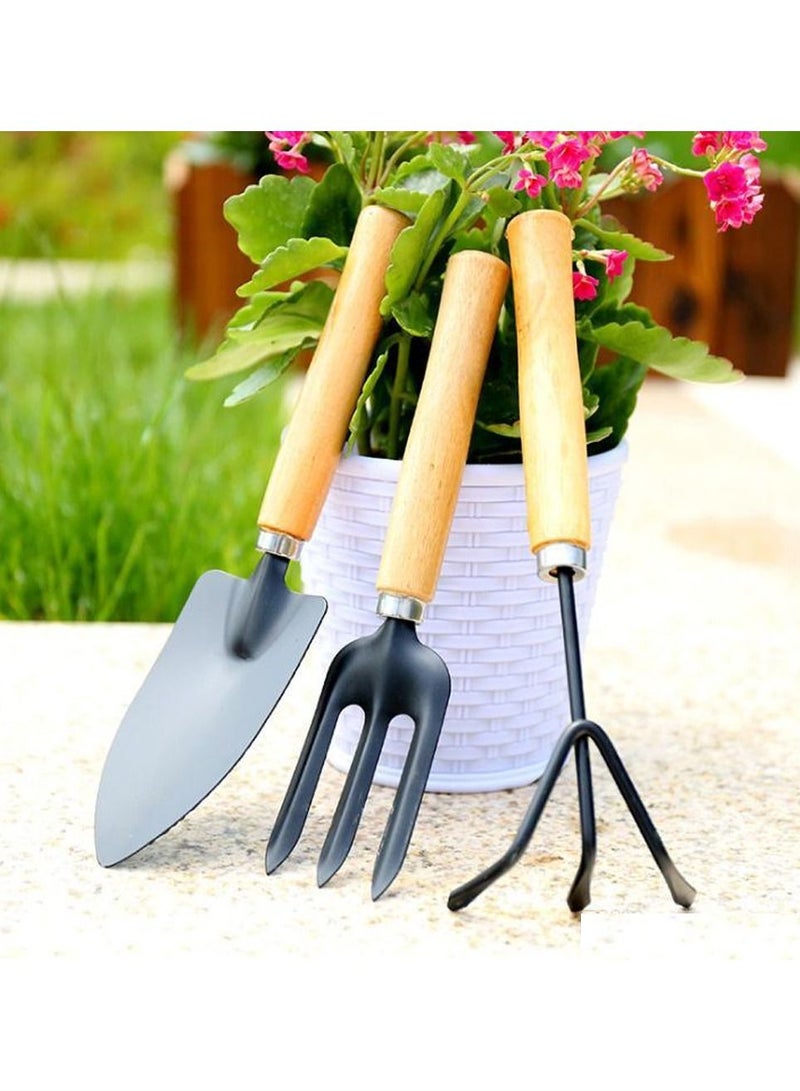 DubaiGallery 3pcs Mini Garden Tool Kit Shovel Rake Spade Garden Tools With Wooden Handle Planting Supplies - Image 4