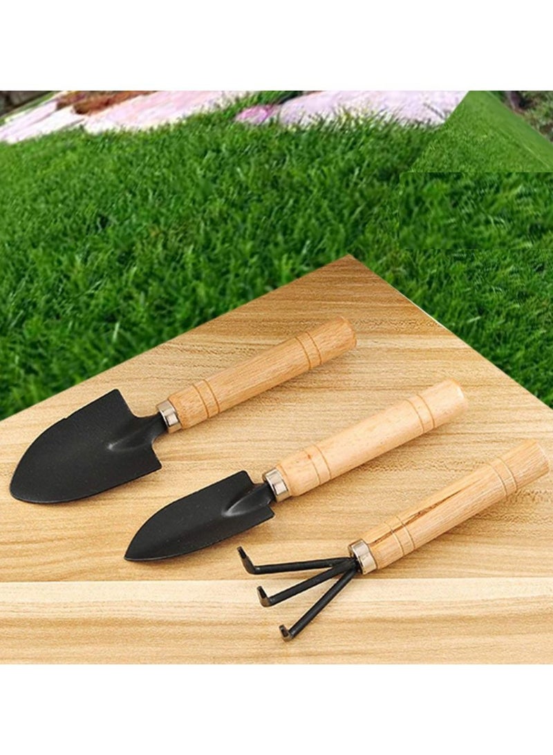 DubaiGallery 3pcs Mini Garden Tool Kit Shovel Rake Spade Garden Tools With Wooden Handle Planting Supplies - Image 3