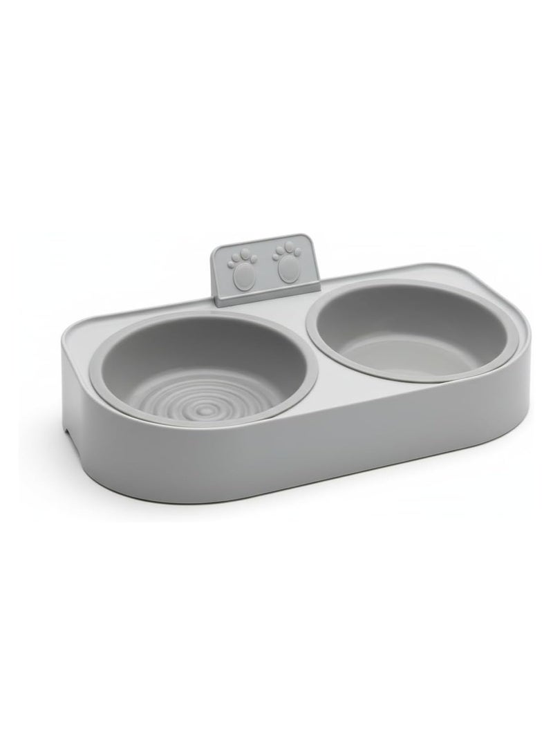 طبق طعام ومياه مزدوج للقطط والحيوانات الأليفة الصغيرة – بلاستيك متين وآمن – تصميم عملي للاستخدام اليومي