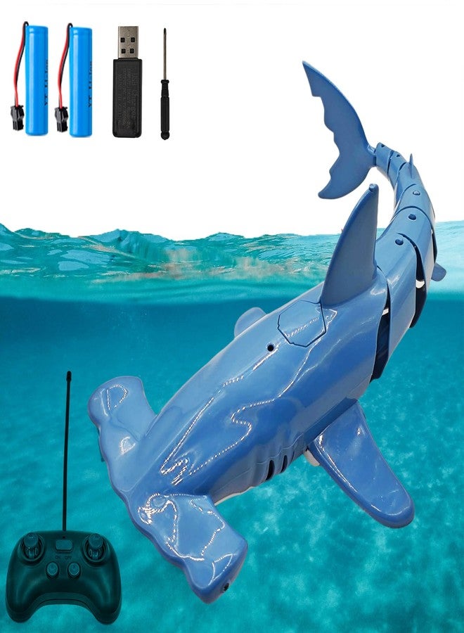RiskOrb Remote Control Shark for Pool｜1:18 RC Shark & Dual Motors｜One-Touch Dive to 5 ft｜LED 2.4GHz Waterproof RC Submarine Hammerhead Shark Toy｜ Pool Party Gifts for Boys Ages 6-12(2 Batteries) - Image 1