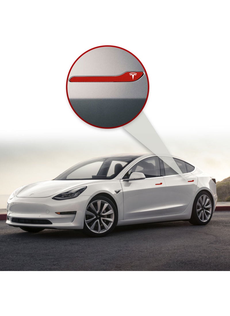 IPG - Tesla Model 3 - Specially Cut Tesla Logo Door Handle Sticker Set for Model Y (Set of 4) - Image 1