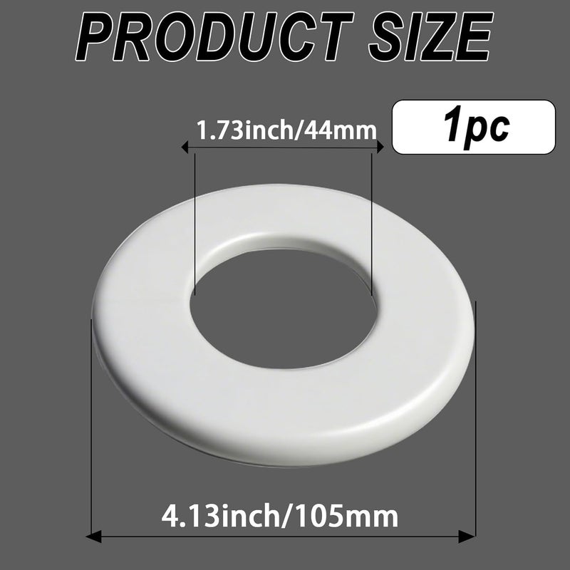 CAcoverVA 1 Pack Wall Split Flange for 1.73 Inch/44mm OD Pipe ABS Escutcheon Plate Self-Adhesive Round Plumbing Cover Plates for Water Pipe Faucet Decoration, White - Image 2