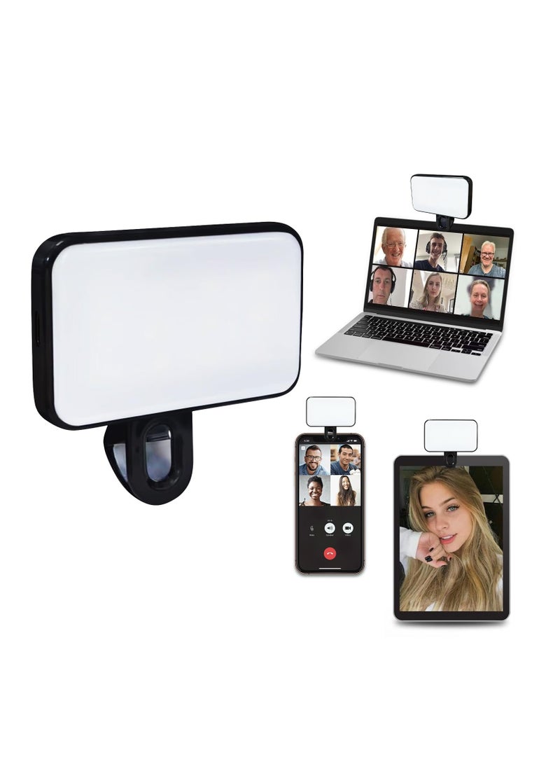 KASTWAVE LED Selfie Light, LED Selfie Light with Front & Back Phone Clip, with 3 Lighting Mode, Portable Phone Ring Light for Makeup, Selfie, Vlog, Video Conference, for Phone, iPad, Camera, Laptop - Image 1