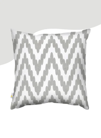 Donetella Decorative Embroidered Cushion Cover grey/white 45x45Cm(Without Filler)