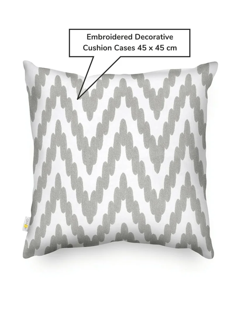 Donetella Decorative Embroidered Cushion Cover grey/white 45x45Cm(Without Filler)