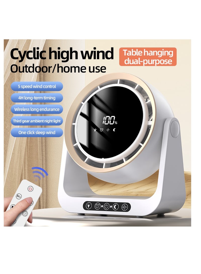 Desk Fan, Table Fan, Rechargeable Fan, Cooling Fan with Remote, Air Circulator Fan, Portable Desktop Fan for Bedroom Home Office Travel, 90°+180° Oscillating Summer Essentials Fan (F6)  - Image 4