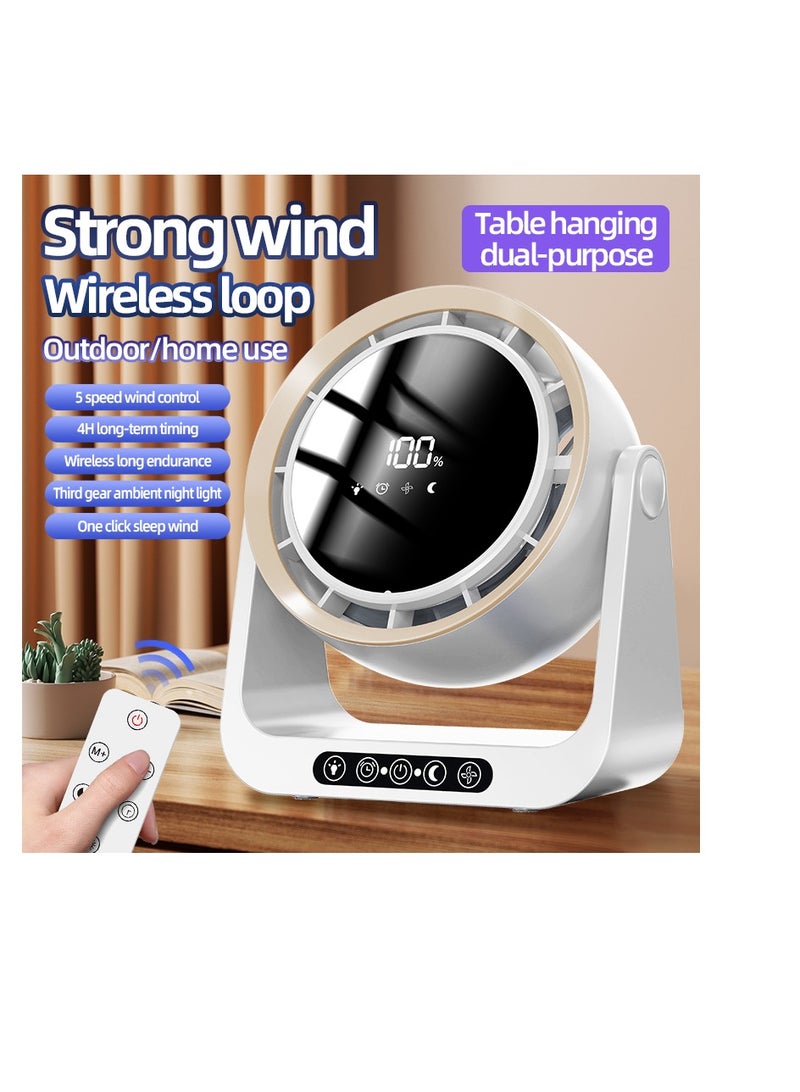 Desk Fan, Table Fan, Rechargeable Fan, Cooling Fan with Remote, Air Circulator Fan, Portable Desktop Fan for Bedroom Home Office Travel, 90°+180° Oscillating Summer Essentials Fan (F6)  - Image 2