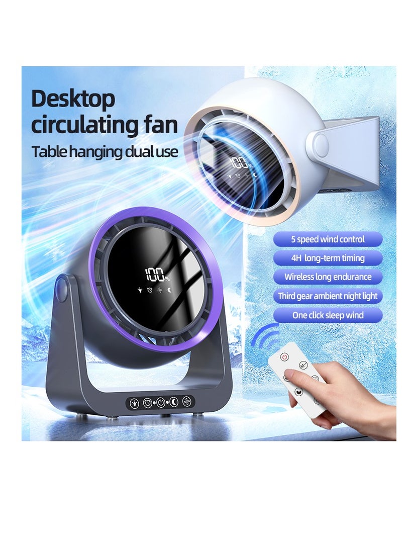 Desk Fan, Table Fan, Rechargeable Fan, Cooling Fan with Remote, Air Circulator Fan, Portable Desktop Fan for Bedroom Home Office Travel, 90°+180° Oscillating Summer Essentials Fan (F6)  - Image 5