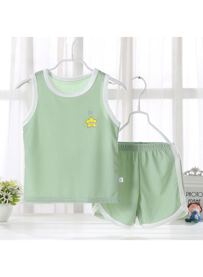 Summer Children's Vest Set Baby Vest Ice Silk Shorts Sports Clothes Summer Sleeveless Children's Clothing For Boys And Girls