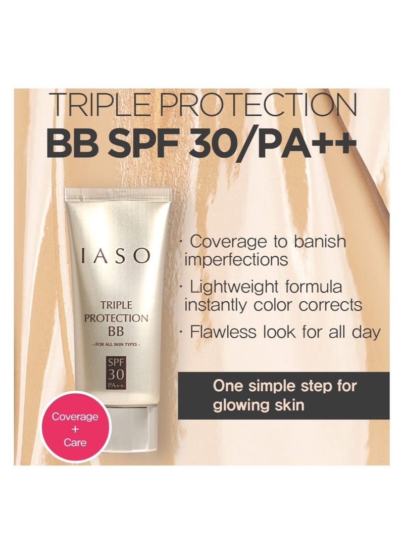 iaso IASO Triple Protection BB Cream SPF30 PA++, Lightweight Formula, Dewy texture, Instant & Even-Toned, Flawless Look,  Natural Beige, Made in Korea  - Image 2