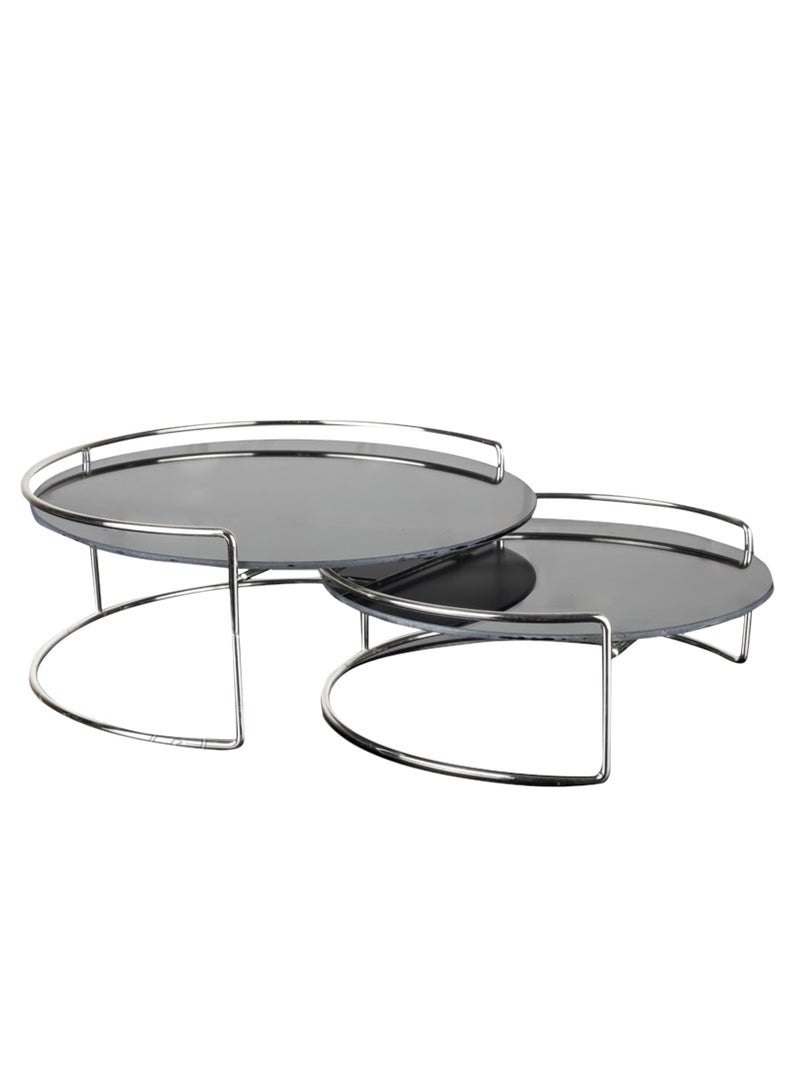 ZEYVE 2 Step Serving Set Round Silver 30X12Cm  - Image 1