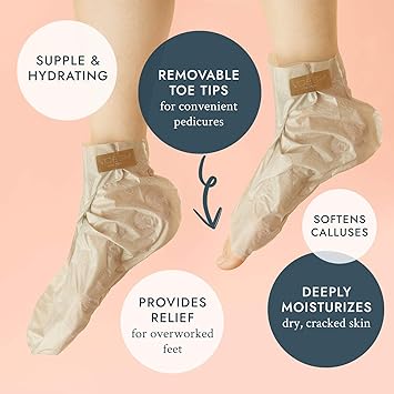Voesh Collagen Socks For Feet Collagen Foot Mask for Men and Women Moisturizing Socks to Repair Dry Feet Spa Pedicure Treatment for Cracked Heels Pedicure Glove - Image 3
