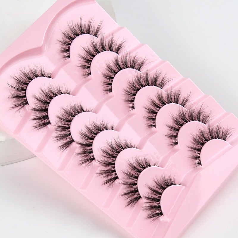 Siligli Lashes Natural Cat Eye Lashes Wispy Eyelashes 15mm False Eyelashes Wispy Lash Strips 3D Volume Fake Eyelash Thin Cotton Band Soft Eye Lash Pack 7 Pairs Siligli - Image 4