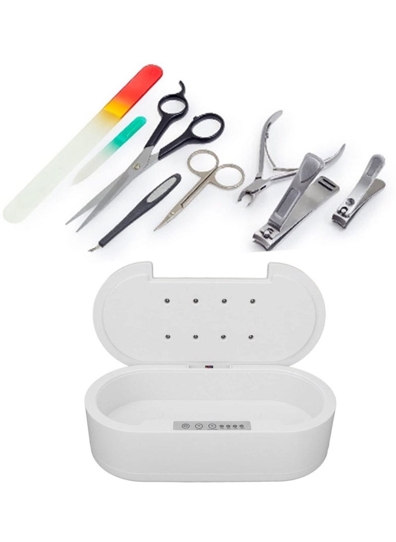 UV Light Sanitizer Box, Protable Sanitizer Sterilizer Cleaner Box, Voice Broadcast Clean Sterilizer Box Storage Organizer for Nail, Tweezers, Hair Salon, Nail Art Tool - Image 2