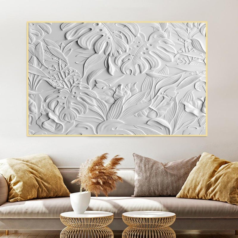 ماركتنا لوحة جداربة قماشية مطبوعة بتصميم اللوحة الجبسية مع برواز مجوف مقاس (70×50) قطعة واحدة - Image 1