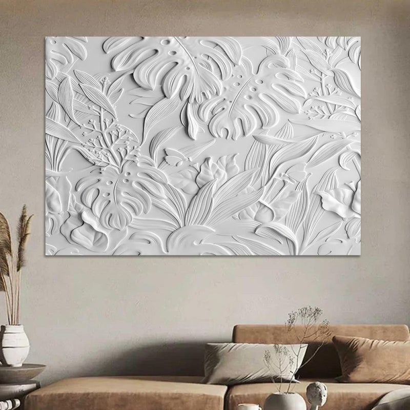 ماركتنا لوحة جداربة قماشية مطبوعة بتصميم اللوحة الجبسية مع برواز مجوف مقاس (70×50) قطعة واحدة - Image 2