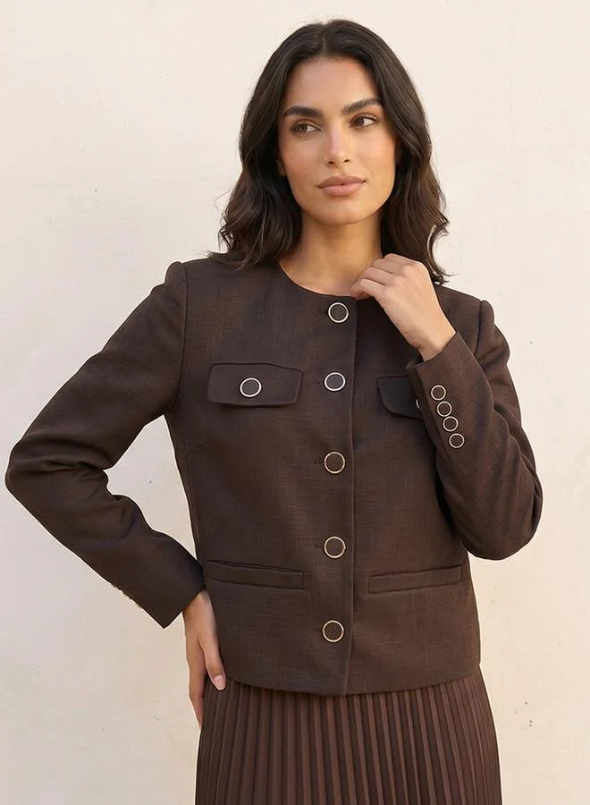 Splash FAV Smart Chenille Jacket with Flap Accent