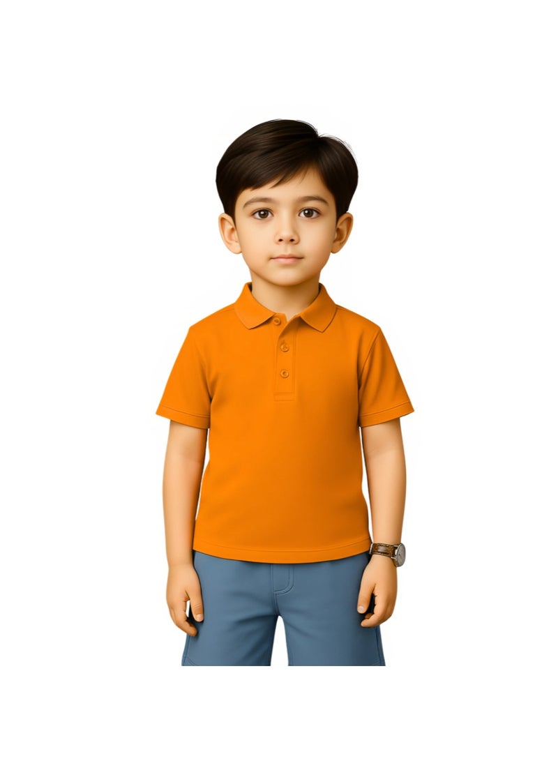 PRINTSHOP4ME Basic Unisex Kids polo T-shirt 230 GSM (Orange) - Image 1