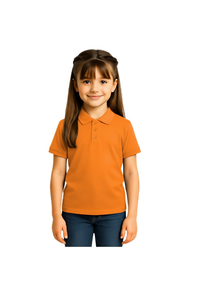 PRINTSHOP4ME Basic Unisex Kids polo T-shirt 230 GSM (Orange) - Image 2