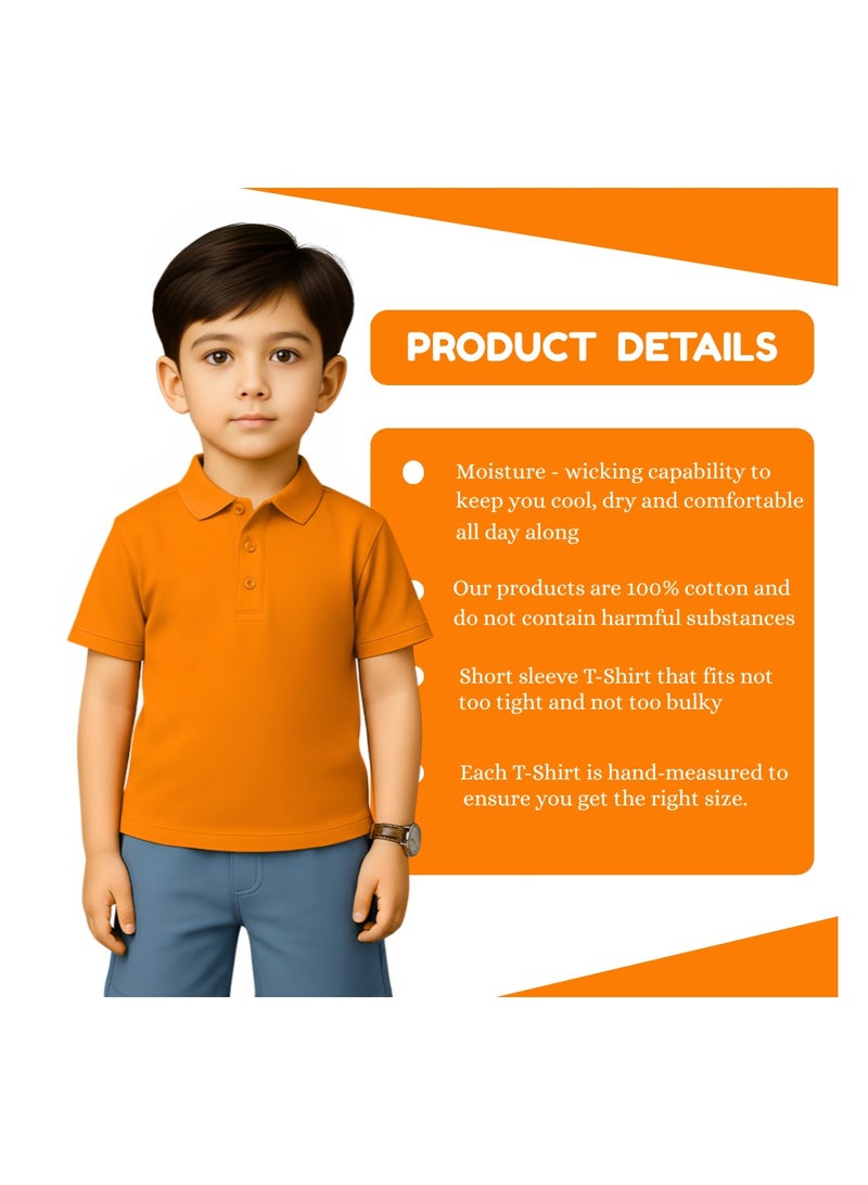 PRINTSHOP4ME Basic Unisex Kids polo T-shirt 230 GSM (Orange) - Image 4