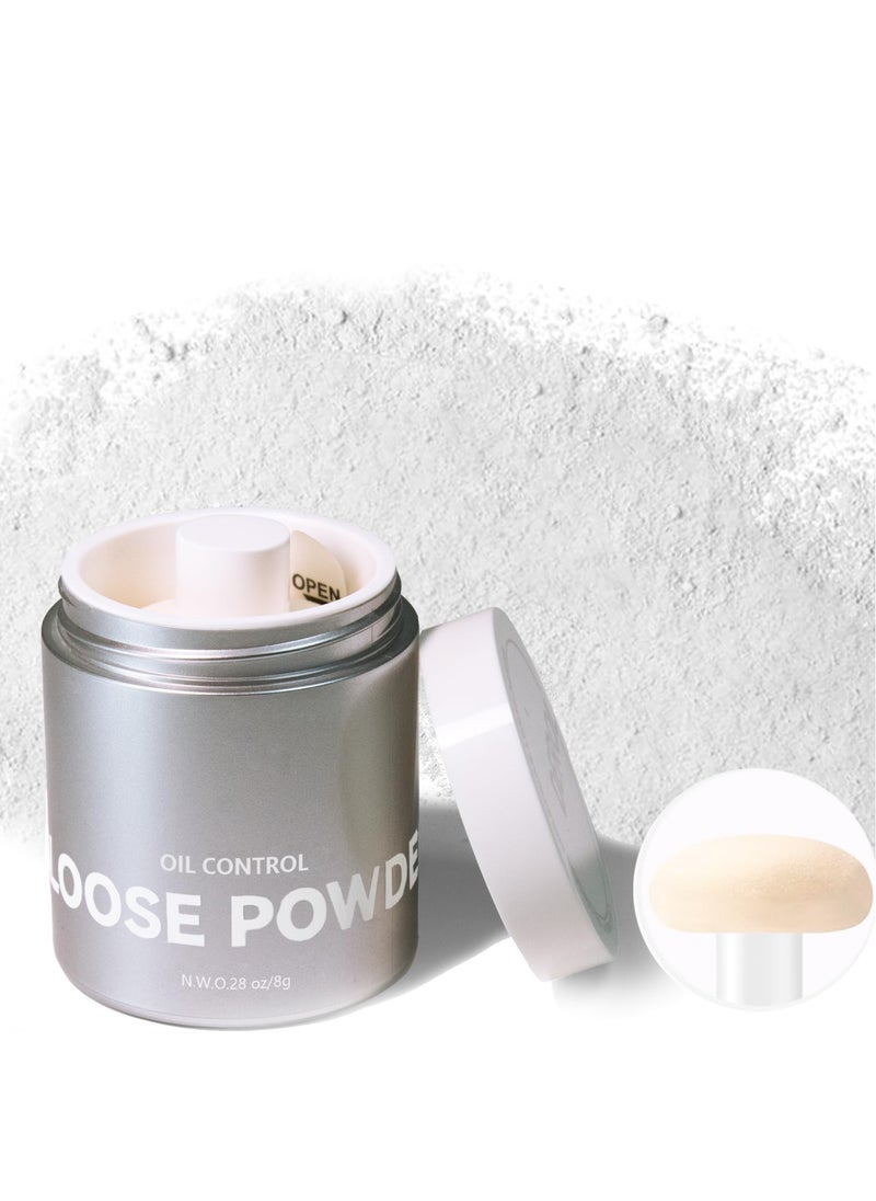 KASTWAVE Loose Setting Powder with Mushroom Head Powder Puff, Loose Baking Face Powder Makeup, Oil Control Soft Focus Effect Light Long Lasting Matte Finishing Powder (02# Translucent)  - Image 1