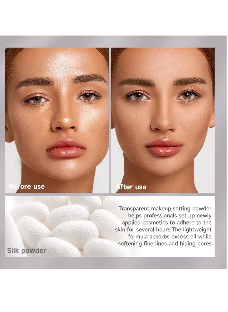 KASTWAVE Loose Setting Powder with Mushroom Head Powder Puff, Loose Baking Face Powder Makeup, Oil Control Soft Focus Effect Light Long Lasting Matte Finishing Powder (02# Translucent)  - Image 5