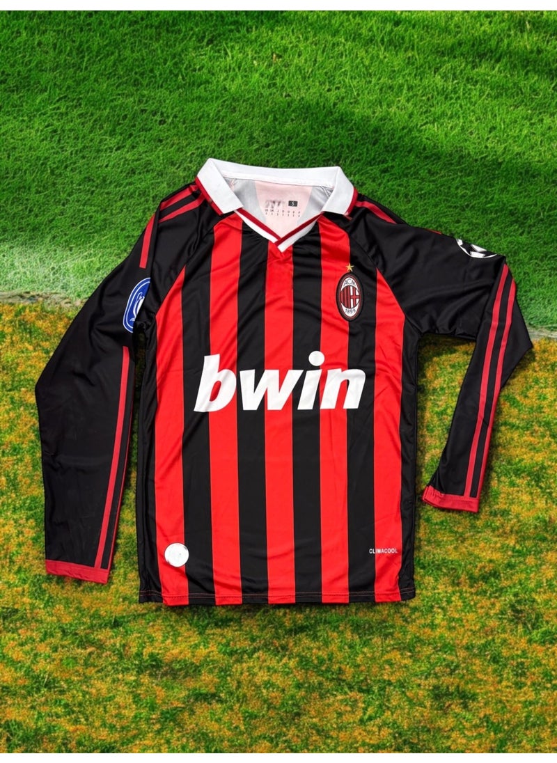North Stand - Nostalgic AC Milan Long Sleeve Ronaldinho Jersey - Image 1