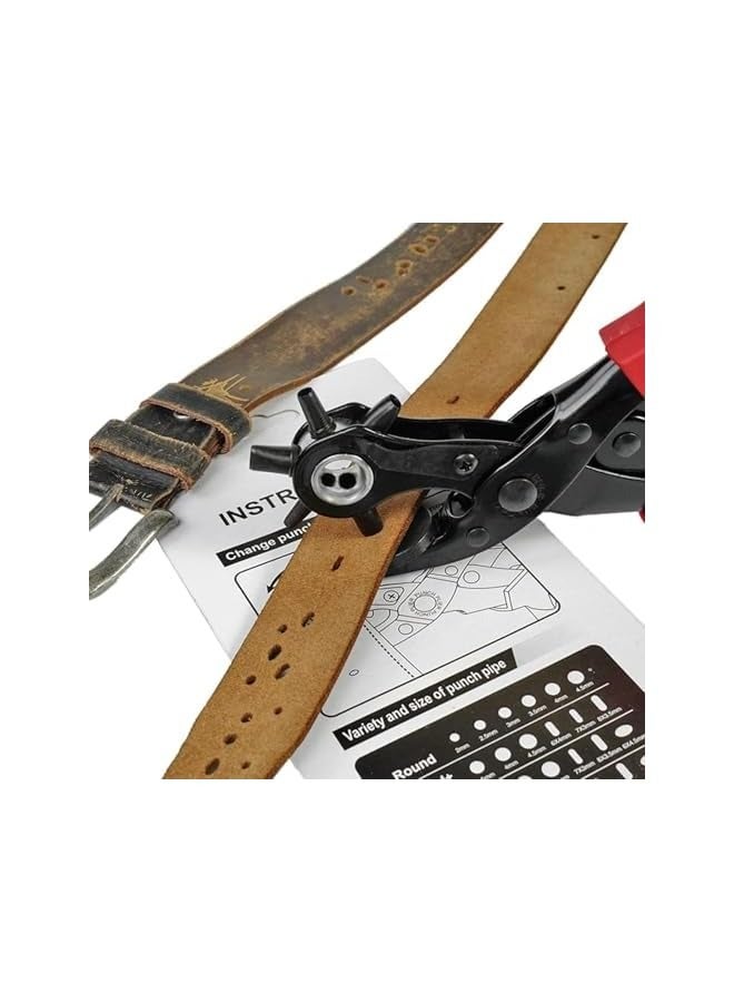 PROMASS Leather Belt Hole Punch,Drift Punches Leather Hole Punch,Leather Hole Punch Plier,Multi Hole Sizes Maker Tool,Hole Puncher Tool for Belt,Watch Band,Dog Collar,Saddle,Fabric,DIY Home,Craft  - Image 1
