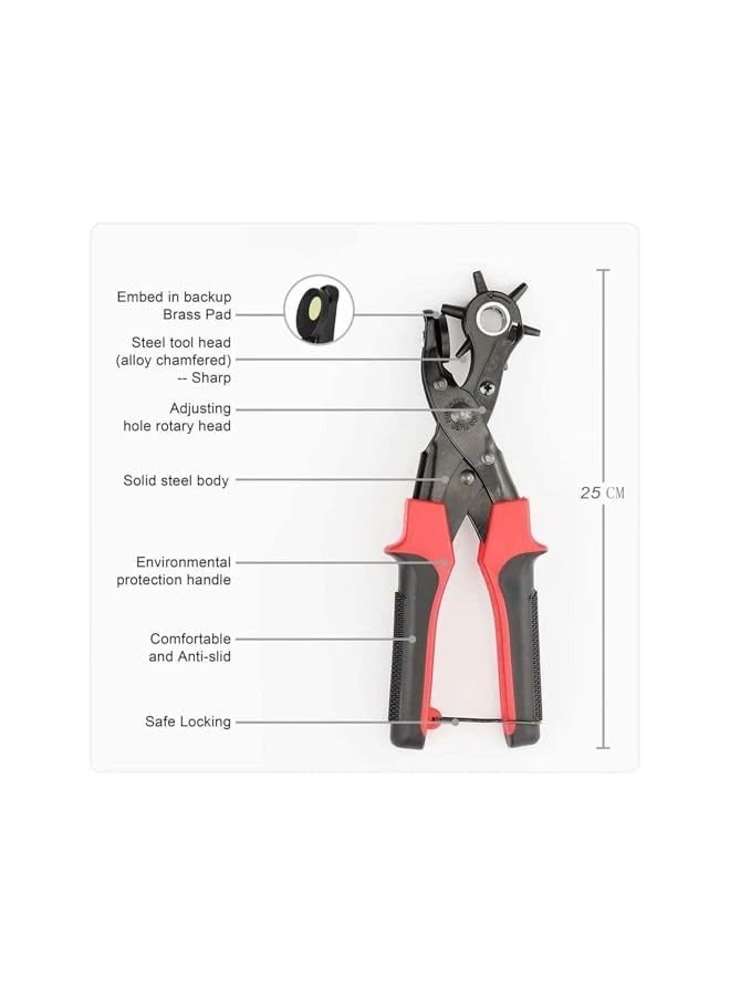 PROMASS Leather Belt Hole Punch,Drift Punches Leather Hole Punch,Leather Hole Punch Plier,Multi Hole Sizes Maker Tool,Hole Puncher Tool for Belt,Watch Band,Dog Collar,Saddle,Fabric,DIY Home,Craft  - Image 4