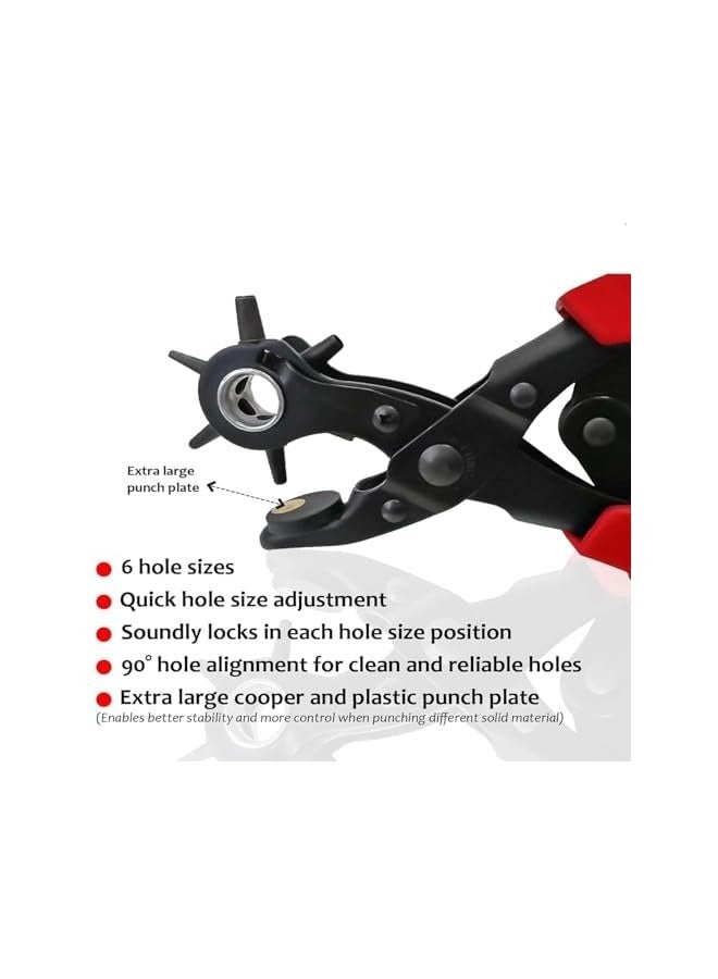 PROMASS Leather Belt Hole Punch,Drift Punches Leather Hole Punch,Leather Hole Punch Plier,Multi Hole Sizes Maker Tool,Hole Puncher Tool for Belt,Watch Band,Dog Collar,Saddle,Fabric,DIY Home,Craft  - Image 3