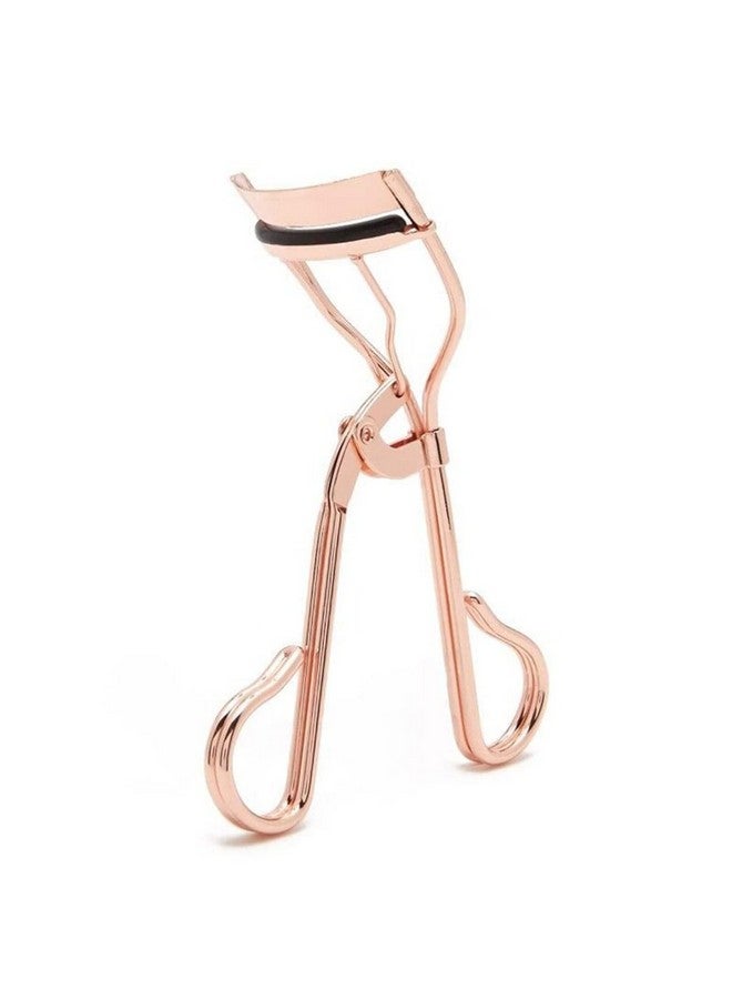 Pink Line Professional Makeup Tool For Eyelashes With Silicone Pads Straight Flat Lashes Ong-Lasting Seamless Curls Pinch Pain Free Metal Eyelash Curler (Gold) - Image 1