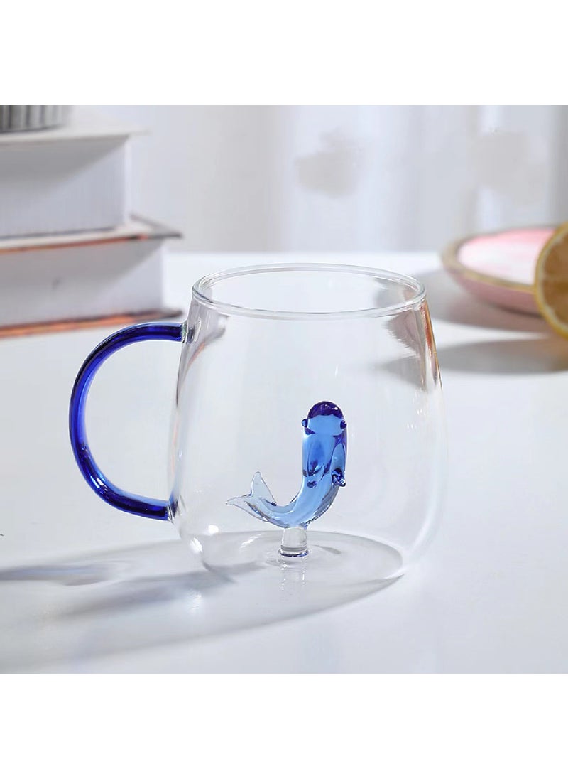 Generic - 3D Cartoon Animal Glass Cup High Borosilicate(mushroom) dolphin (mushroom) dolphin - Image 1