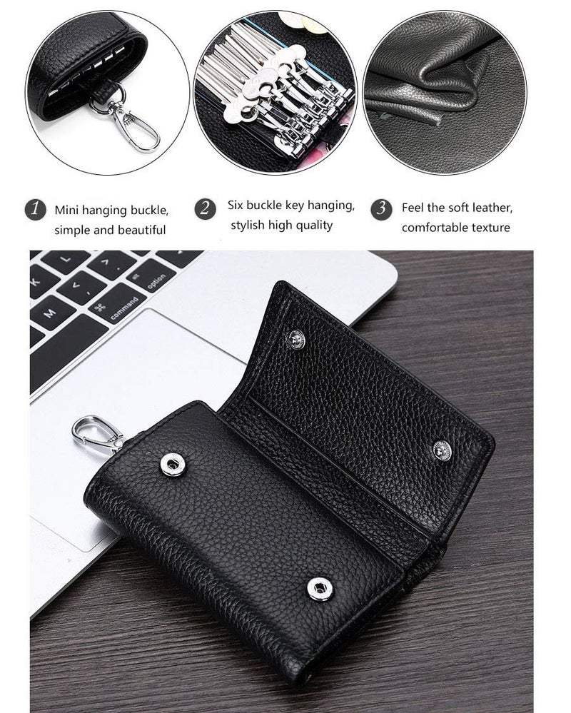 RuoFeng RuoFeng Keychain Key Holder Ring with 6 Hooks Snap Closure (Black)  - Image 5