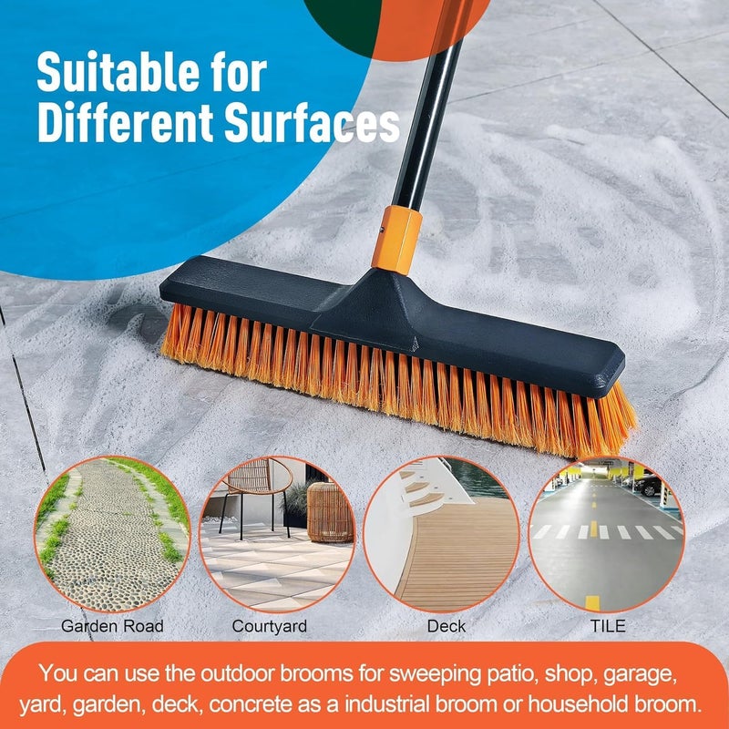 CLEANHOME مكنسة الشارعية: مكنسة بمقبض، مخصصة للاستخدام في الهواء الطلق، ذات قضيب معدني يصل طوله إلى 168 سم، وأشواك مصنوعة من البوليبروبيلين، قوية ومتينة؛ تجمع بين وظائف التنظيف والفرك في منتج واحد، ويمكنها تنظيف مساحات كبيرة من الأوراق والأوساخ. - Image 5