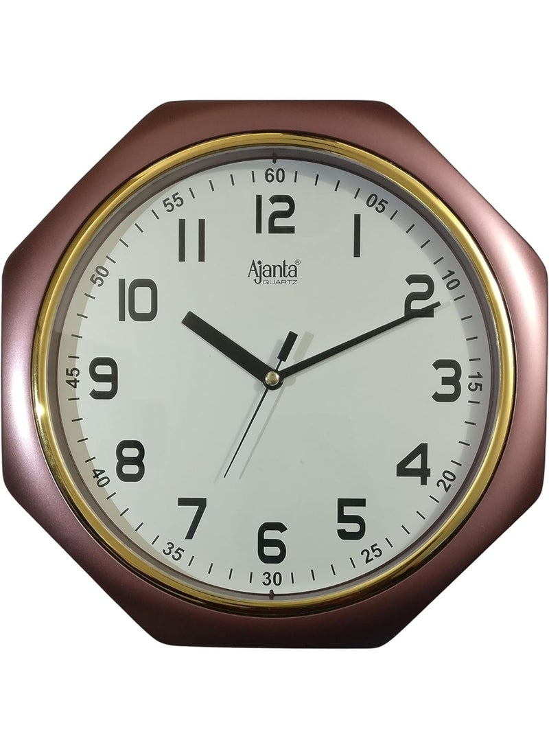 Ajanta Plastic Sweep Analog Wall Clock (Model 1217-Brown) – Multicolour | 24.5 cm x 24.5 cm x 3.8 cm | Silent Sweep Mechanism | Battery Operated | Ideal for Home & Office Brand: Ajanta - Image 1