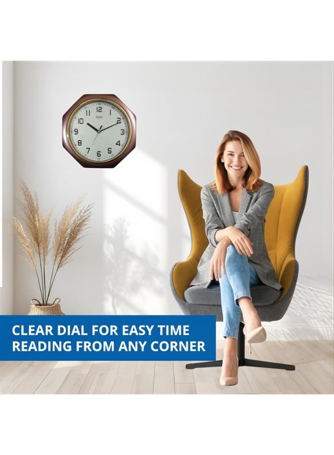 Ajanta Plastic Sweep Analog Wall Clock (Model 1217-Brown) – Multicolour | 24.5 cm x 24.5 cm x 3.8 cm | Silent Sweep Mechanism | Battery Operated | Ideal for Home & Office Brand: Ajanta - Image 2