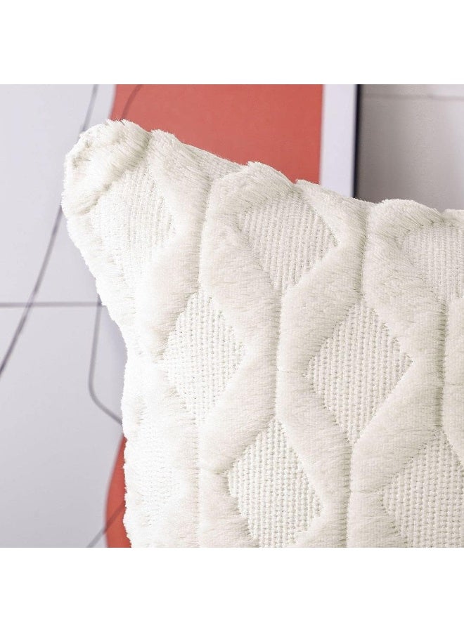 MADIZZ مجموعة Madizz من 2 Soft Plush Short Wool Velvet Decorative Throw Convers - Image 2