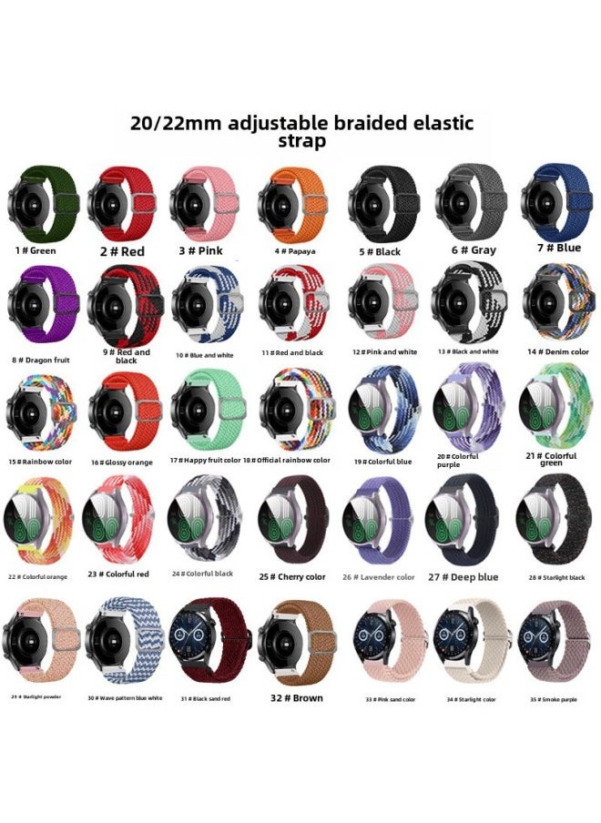 Generic Suitable For Watt4/5/6 Strap 20mm/22mm Adjustable Woven Elastic Strap Gt3 Strap-Color:12# Pink White-Specifications:22mm  - Image 4