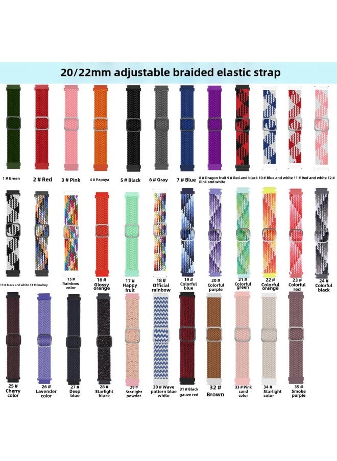 Generic Suitable For Watt4/5/6 Strap 20mm/22mm Adjustable Woven Elastic Strap Gt3 Strap-Color:12# Pink White-Specifications:22mm  - Image 3