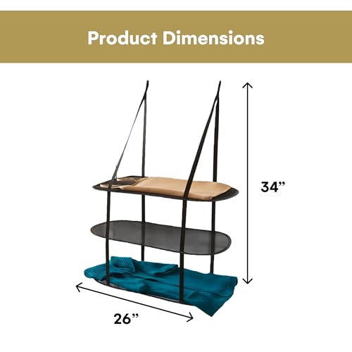Greenco 3 Tier Over The Door Folding Drying Rack |for Clothing, Sweater, Garment, and Room Organization| Dryer Racks for Laundry Perfect for Small Spaces, Apartments, Dorm Rooms, and Bathrooms|Black - Image 3