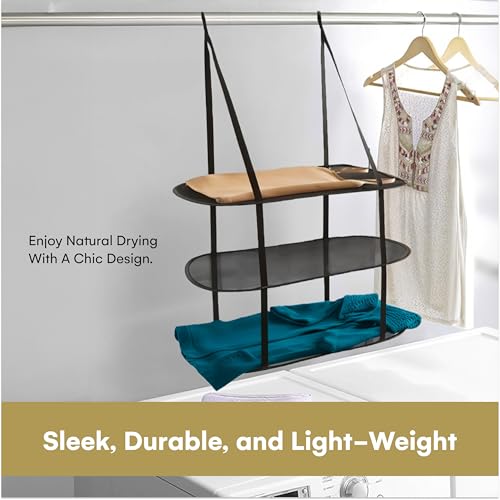 Greenco 3 Tier Over The Door Folding Drying Rack |for Clothing, Sweater, Garment, and Room Organization| Dryer Racks for Laundry Perfect for Small Spaces, Apartments, Dorm Rooms, and Bathrooms|Black - Image 4